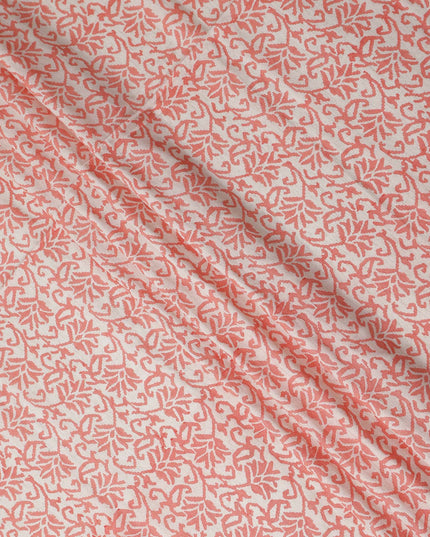 Buy Pink Leaf Design Cotton Linen 140cm