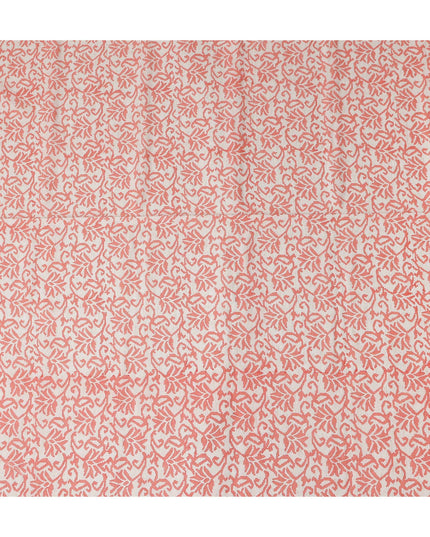 Buy Pink Leaf Design Cotton Linen 140cm