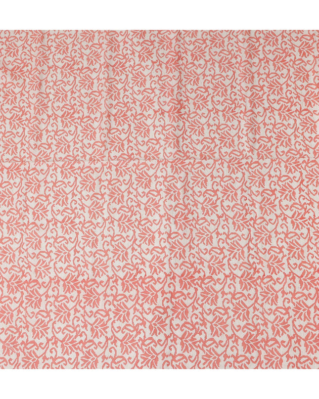 Buy Pink Leaf Design Cotton Linen 140cm