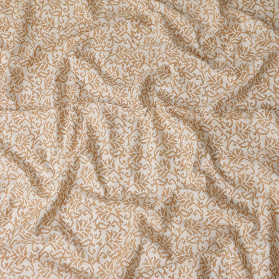 Buy Beige Leaf Design Cotton Linen 140cm