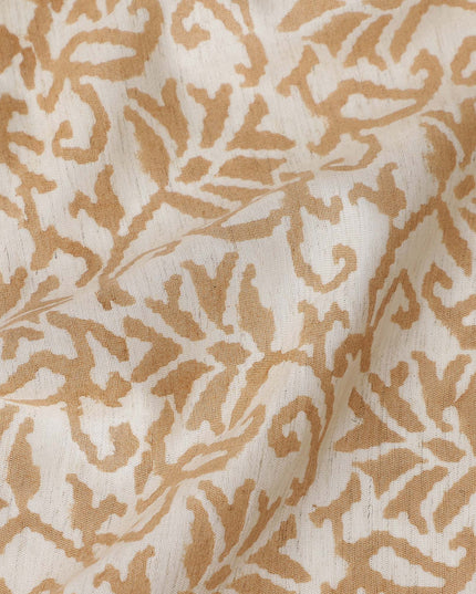 Buy Beige Leaf Design Cotton Linen 140cm