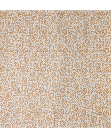 Buy Beige Leaf Design Cotton Linen 140cm