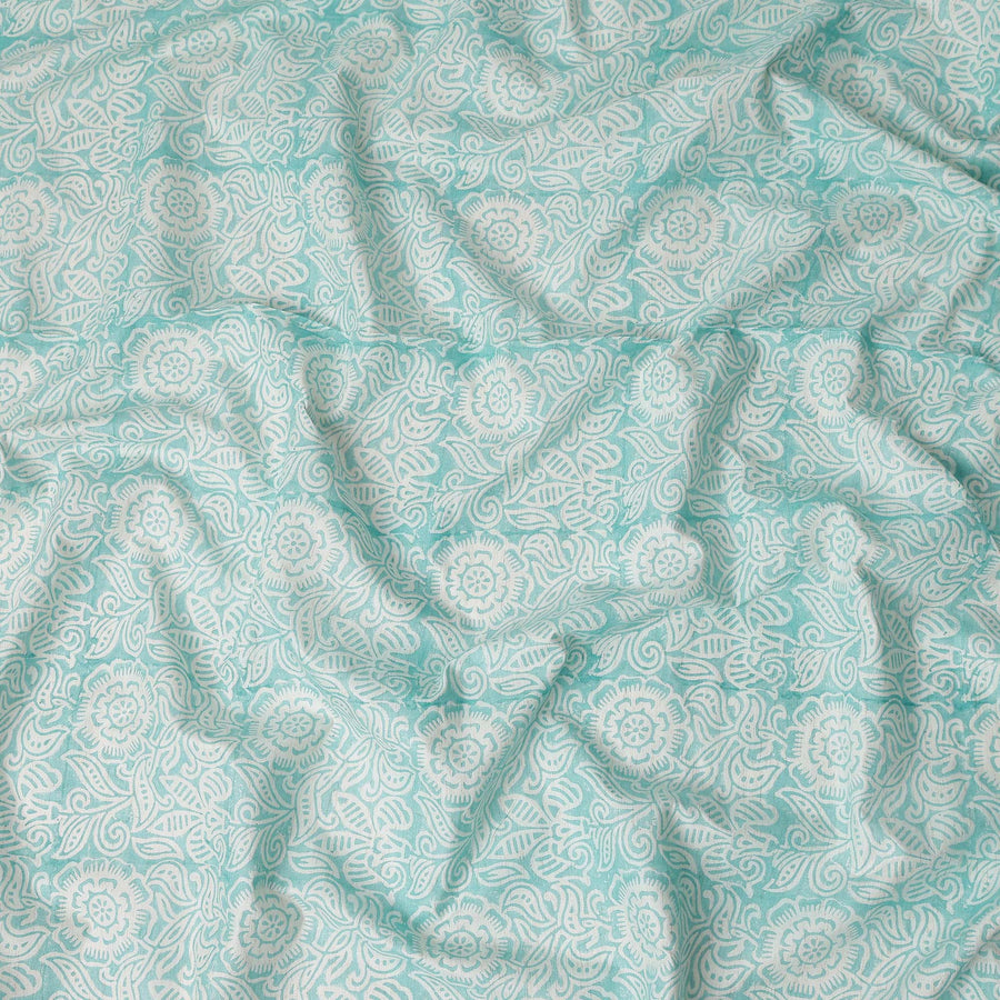 Buy Blue Floral Design Cotton Linen 140cm