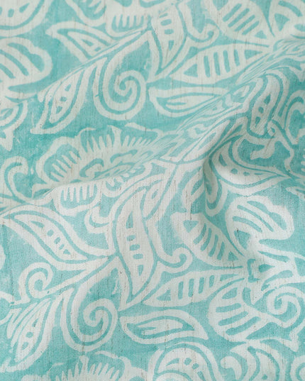 Buy Blue Floral Design Cotton Linen 140cm