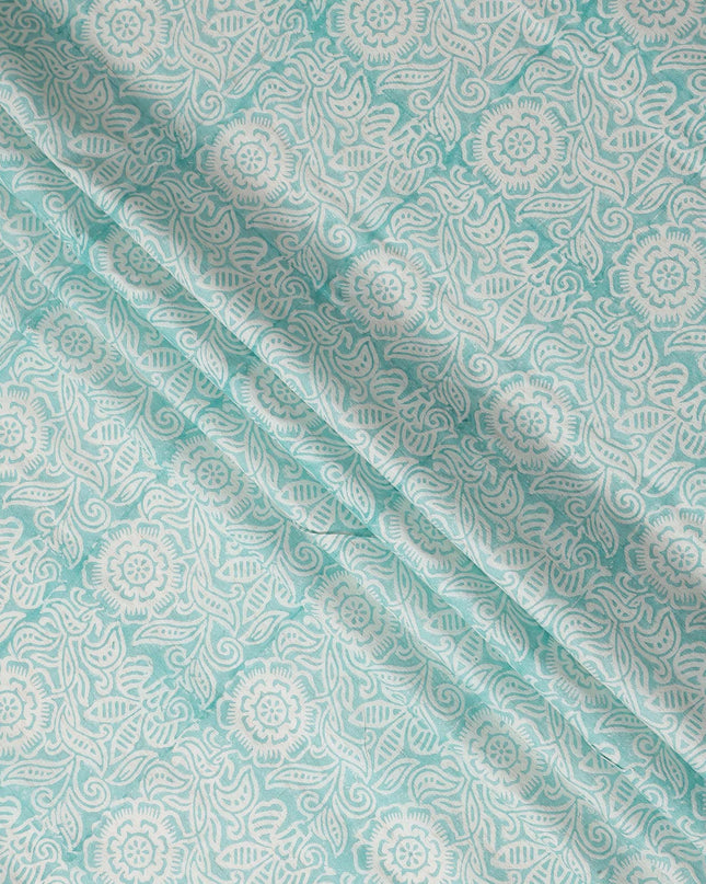 Buy Blue Floral Design Cotton Linen 140cm