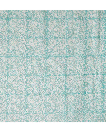 Buy Blue Floral Design Cotton Linen 140cm