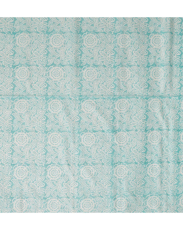 Buy Blue Floral Design Cotton Linen 140cm