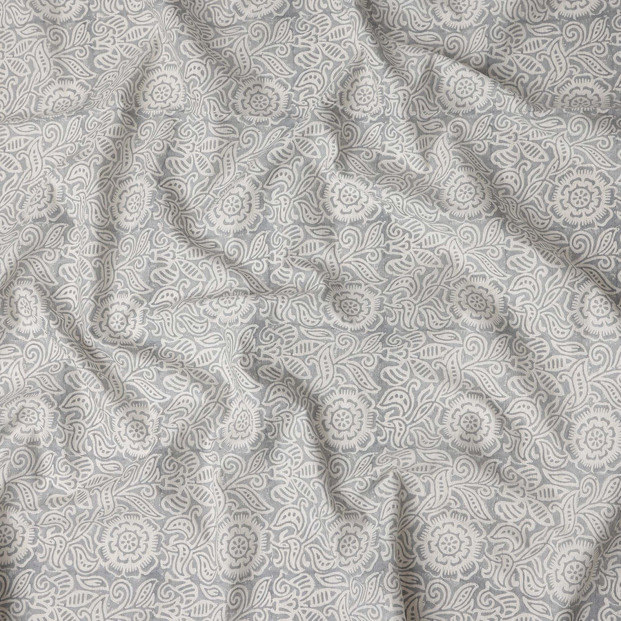 Buy Grey Floral Design Cotton Linen 140cm