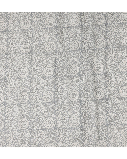 Buy Grey Floral Design Cotton Linen 140cm
