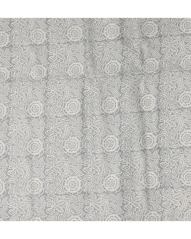 Buy Grey Floral Design Cotton Linen 140cm