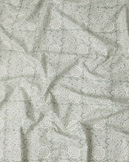 Buy Green Floral Design Cotton Linen 140cm
