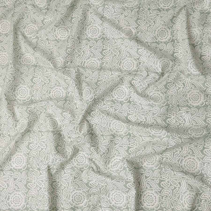 Buy Green Floral Design Cotton Linen 140cm