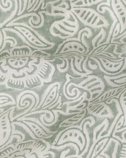 Buy Green Floral Design Cotton Linen 140cm