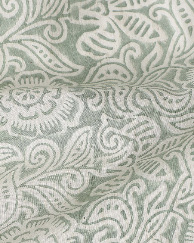 Buy Green Floral Design Cotton Linen 140cm