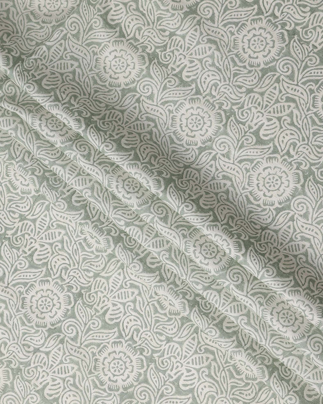 Buy Green Floral Design Cotton Linen 140cm