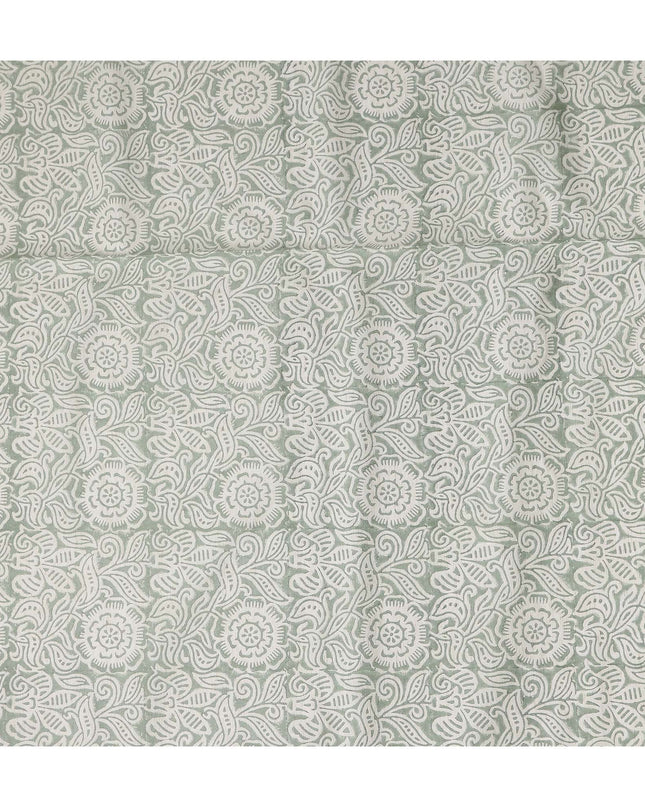 Buy Green Floral Design Cotton Linen 140cm