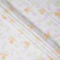Buy White Floral Print Cotton Linen 140cm