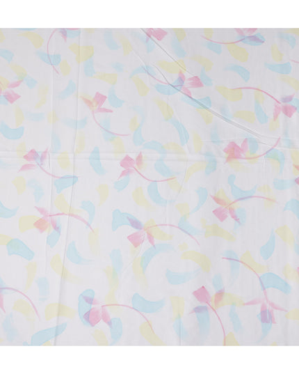 Buy White Abstract Print Cotton Linen 140cm