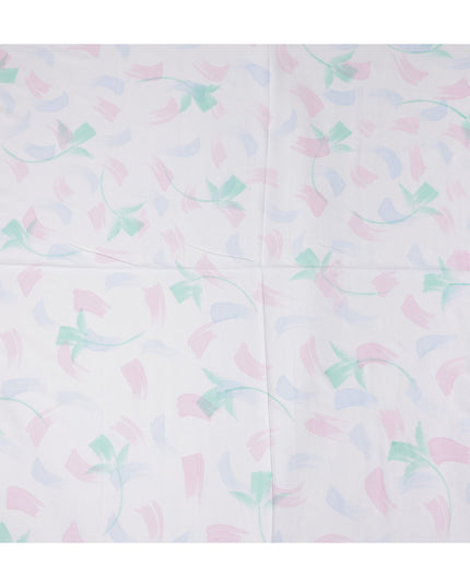 Buy White Abstract Print Cotton Linen 140cm