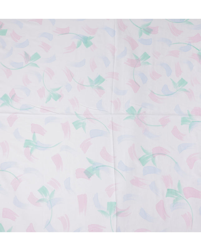 Buy White Abstract Print Cotton Linen 140cm