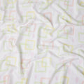 Buy White Square Design Cotton Linen 140cm