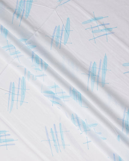 Buy White Abstract Print Cotton Linen 140cm
