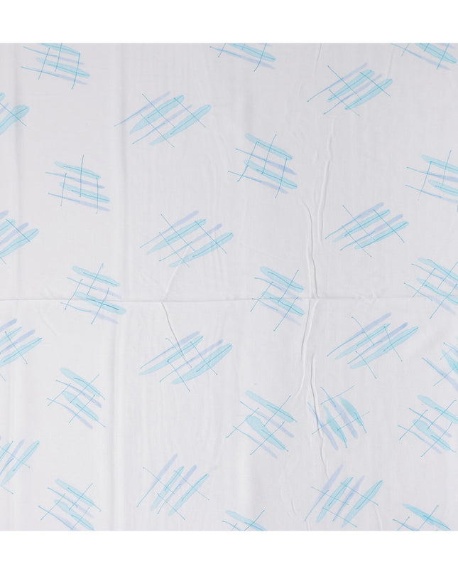 Buy White Abstract Print Cotton Linen 140cm