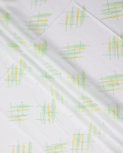 Buy White Abstract Print Cotton Linen 140cm