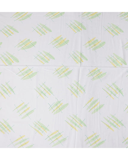 Buy White Abstract Print Cotton Linen 140cm