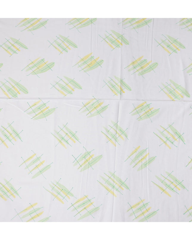 Buy White Abstract Print Cotton Linen 140cm