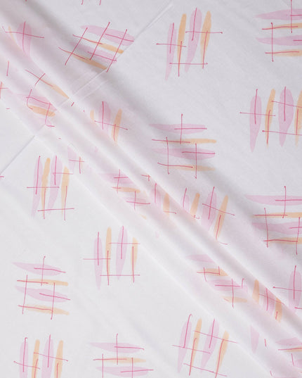 Buy Pink Abstract Print Cotton Linen 140cm