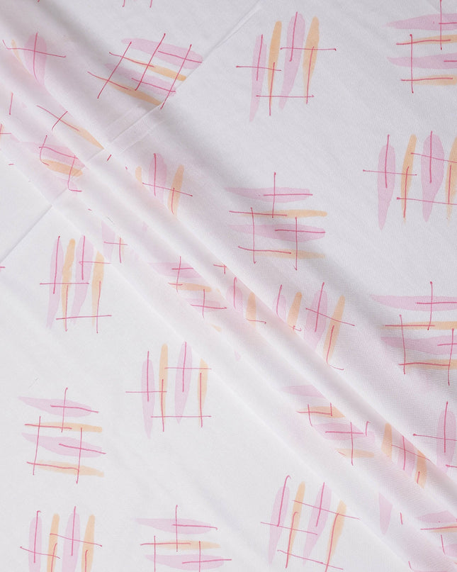 Buy Pink Abstract Print Cotton Linen 140cm