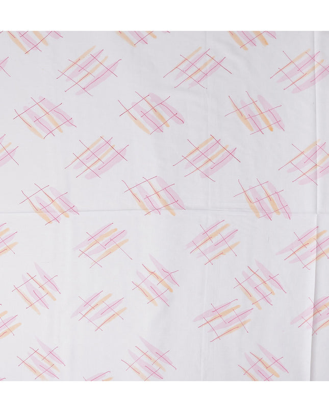 Buy Pink Abstract Print Cotton Linen 140cm