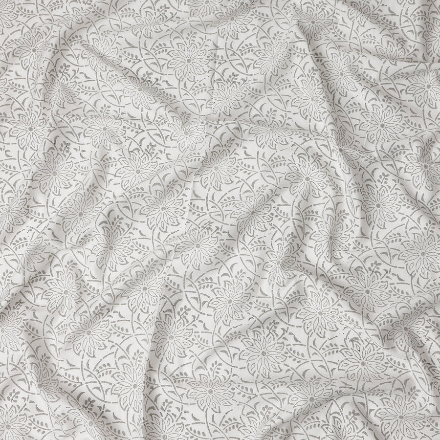 Buy Grey Floral Design Cotton Linen 140cm