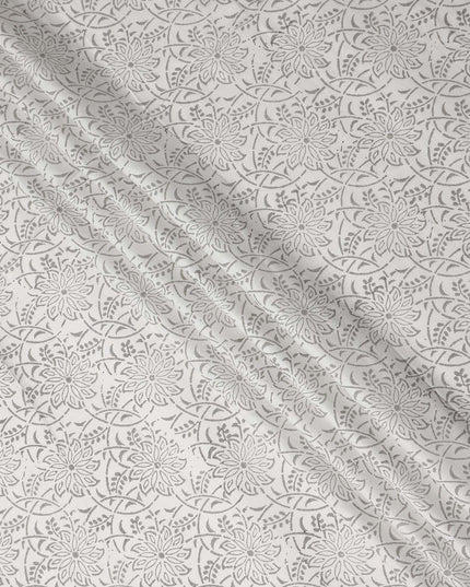 Buy Grey Floral Design Cotton Linen 140cm