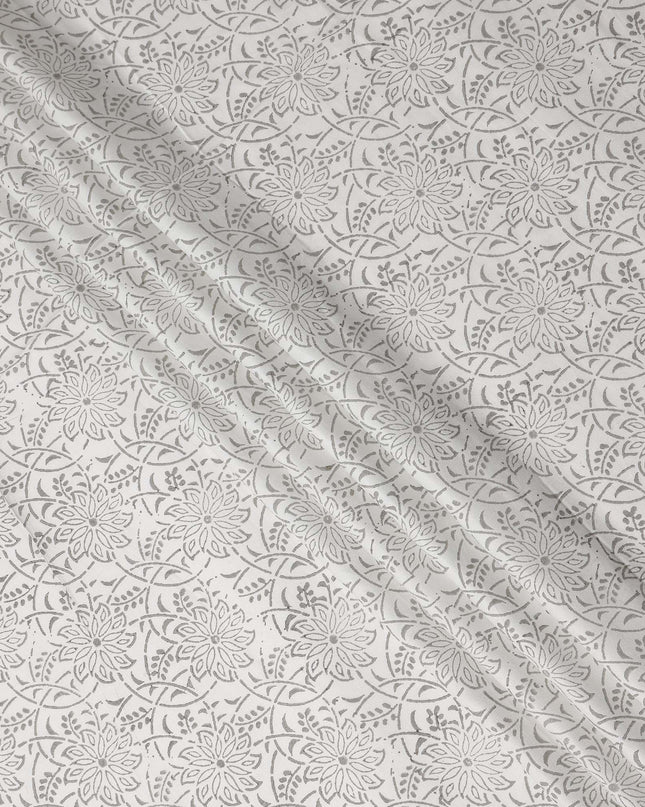 Buy Grey Floral Design Cotton Linen 140cm