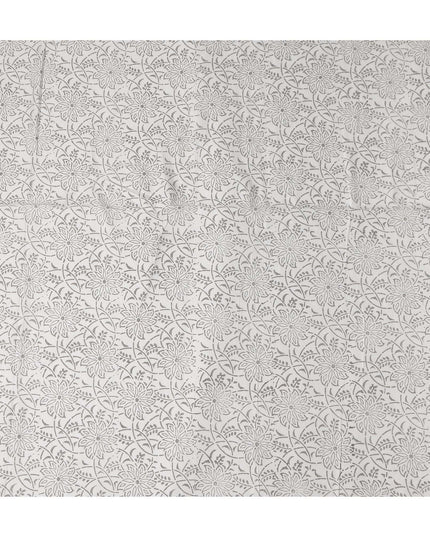 Buy Grey Floral Design Cotton Linen 140cm