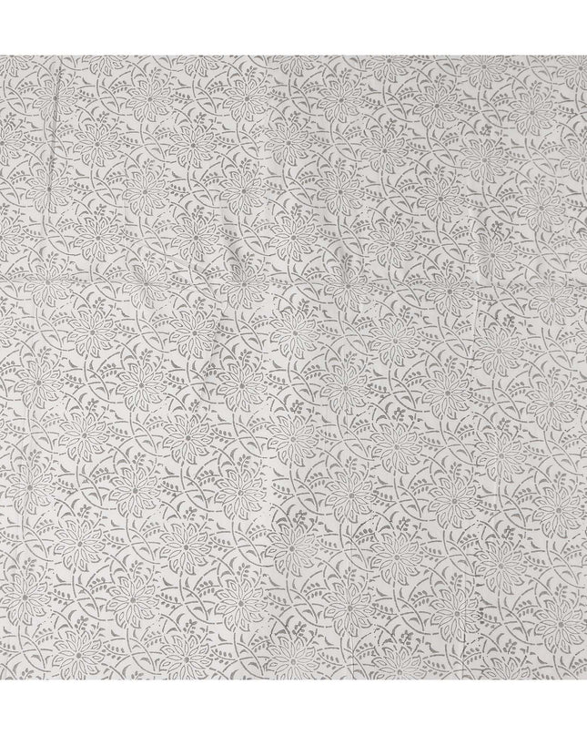 Buy Grey Floral Design Cotton Linen 140cm