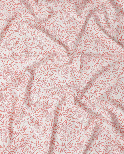 Buy Pink Floral Design Cotton Linen 140cm