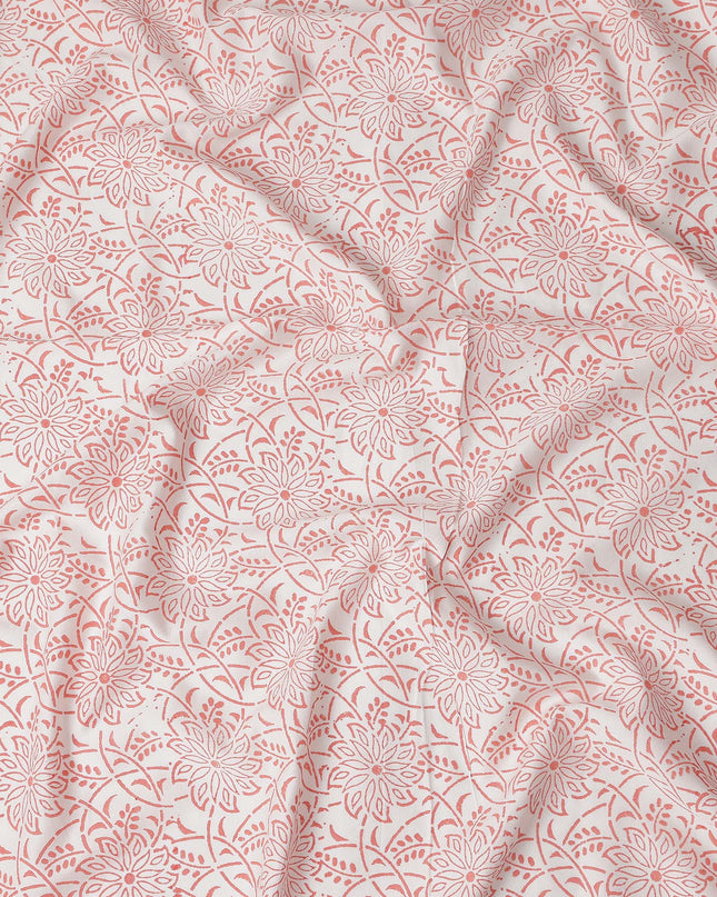 Buy Pink Floral Design Cotton Linen 140cm