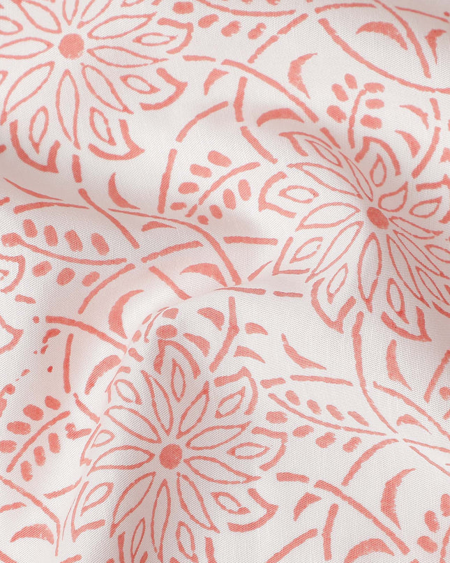 Buy Pink Floral Design Cotton Linen 140cm