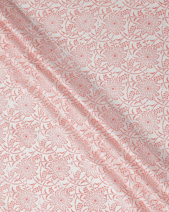 Buy Pink Floral Design Cotton Linen 140cm