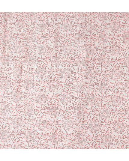 Buy Pink Floral Design Cotton Linen 140cm