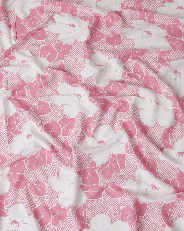 Buy Pink Floral Design Cotton Linen 140cm