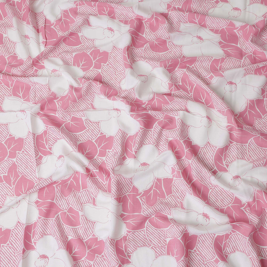Buy Pink Floral Design Cotton Linen 140cm