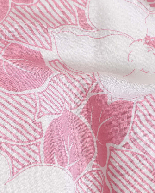 Buy Pink Floral Design Cotton Linen 140cm