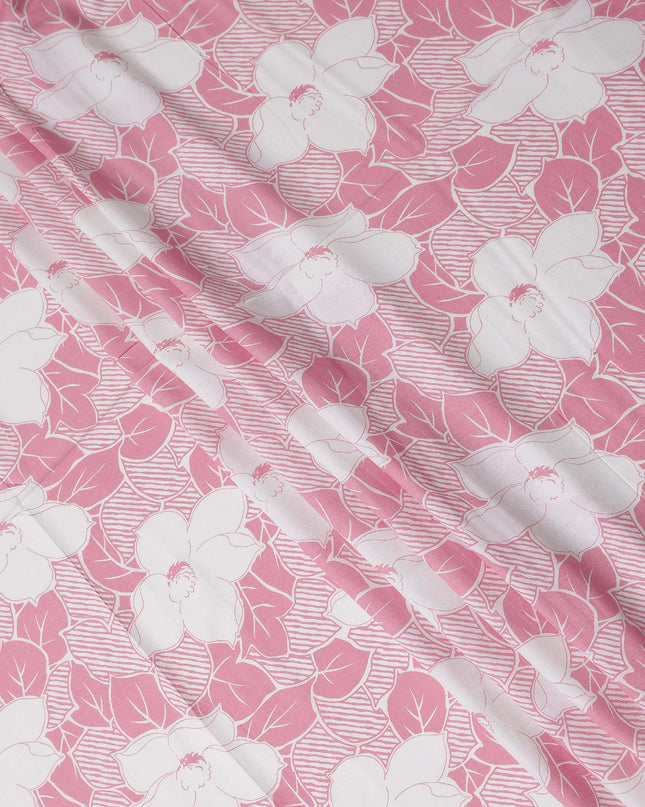 Buy Pink Floral Design Cotton Linen 140cm