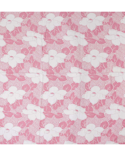 Buy Pink Floral Design Cotton Linen 140cm