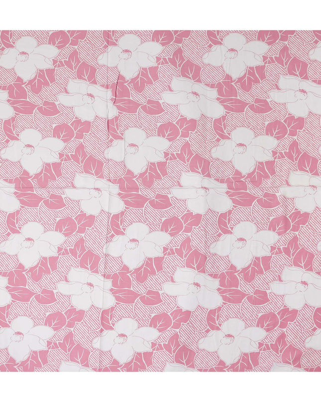Buy Pink Floral Design Cotton Linen 140cm