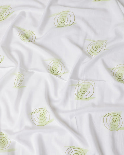 Buy White Abstract Print Cotton Linen 140cm